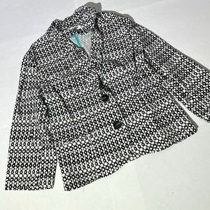 CAbi black & white dots cropped jacket blazer sz 4